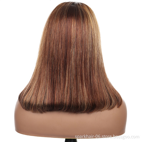 SPARK 10A 150% density Brazilian hair lace front wig, P4 / 27 color pre-picked Viking long hair lace wig, short bob wig